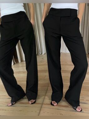 Djerf Avenue Black Wide-Leg Trousers
